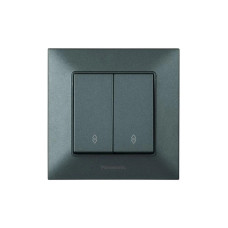 Выключатель проходной двухклавишный Arkedia Slim с рамкой ABS дымчатый [WNTC00112DG-UA1] Panasonic
