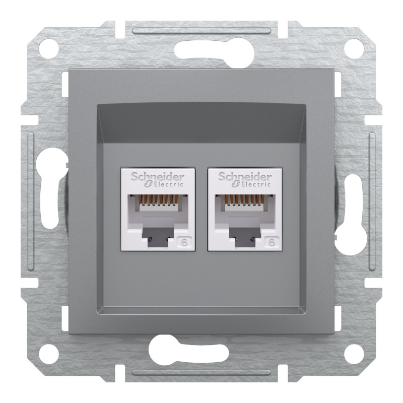 Розетка комп'ютерна RJ45 UTP кат.6 Asfora сталь ABS [EPH4800162] Шнейдер Електрік
