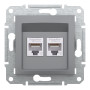 Розетка комп'ютерна RJ45 UTP кат.6 Asfora сталь ABS [EPH4800162] Шнейдер Електрік