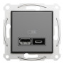 USB розетка А+С 2.4А Asfora ABS чорний [EPH2700371] Шнейдер Електрік