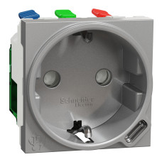 Розетка с USB тип C 10,5Вт с заземлением IP20 алюминий [NU301730] Unica New Schneider Electric