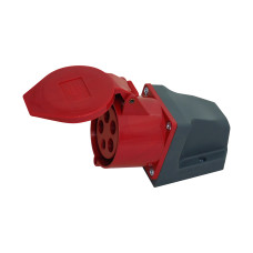 Силовая розетка 3P+N+PE 32А 400В стационарная IP44 красная [HPC-S125-032-5-IP44-U] UEC