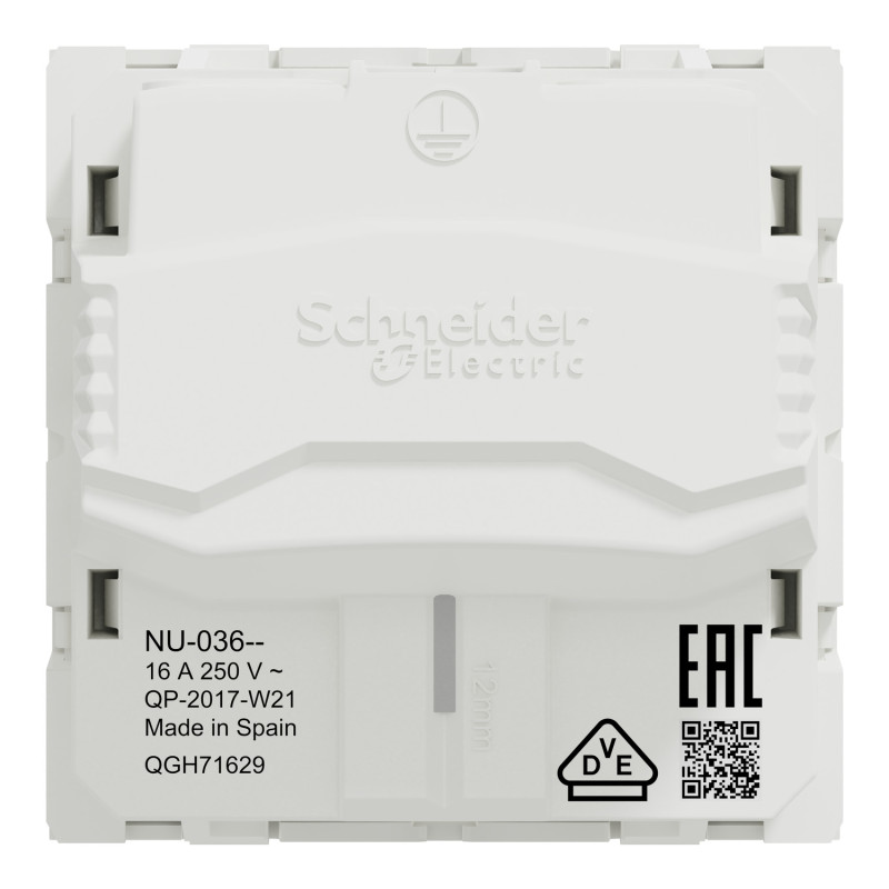 Розетка с з/к и шторками 16А Белый 45х45х40mm PC [NU303618] Unica New Schneider Electric