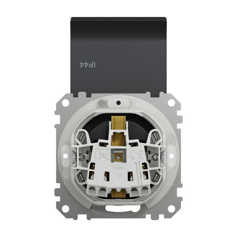 Розетка с з.к. с шторками и крышкой IP44 черная [SDD214024] ABS-UV Sedna Design&Element Шнейдер Электрик