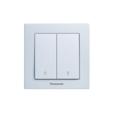 Выключатель двухклавишный Karre Plus 55 с рамкой ABS серебро [WDTC90112SL-UA1] Panasonic