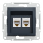 Розетка компьютерная RJ45 UTP кат.5Е Asfora черная ABS [EPH4400171] Шнейдер Электрик