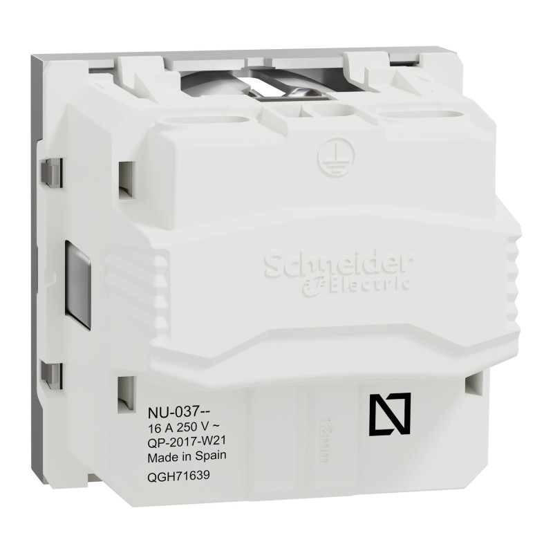 Розетка с з/к и шторками 16А Алюминий 45х45х40mm PC [NU303730] Unica New Schneider Electric