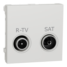 Розетка R-TV SAT проходная 2 модули белая [NU345618] ABS-UV Unica New Шнейдер Электрик