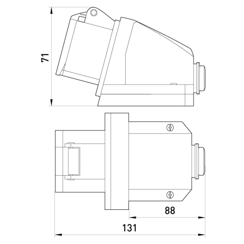Силова розетка 2P+PE 16А 230В стаціонарна IP44 червона [p012001] E.NEXT e.socket.pro.3.16