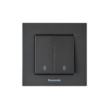 Выключатель проходной двухклавишный Karre Plus 55 с рамкой ABS дымчатый [WDTC90112DG-UA1] Panasonic