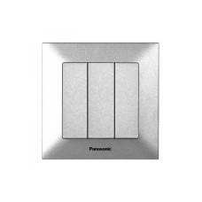 Выключатель трехклавишный Arkedia Slim с рамкой ABS серебристый [WNTC00152SL-UA1] Panasonic
