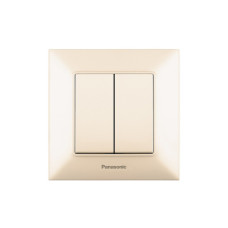 Выключатель двухклавишный Arkedia Slim с рамкой ABS кремовий [WNTC00092BG-UA1] Panasonic