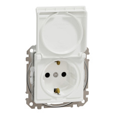 Розетка с з.к. с шторками и крышкой IP44 белая [SDD211024] ABS-UV Sedna Design&Element Шнейдер Электрик