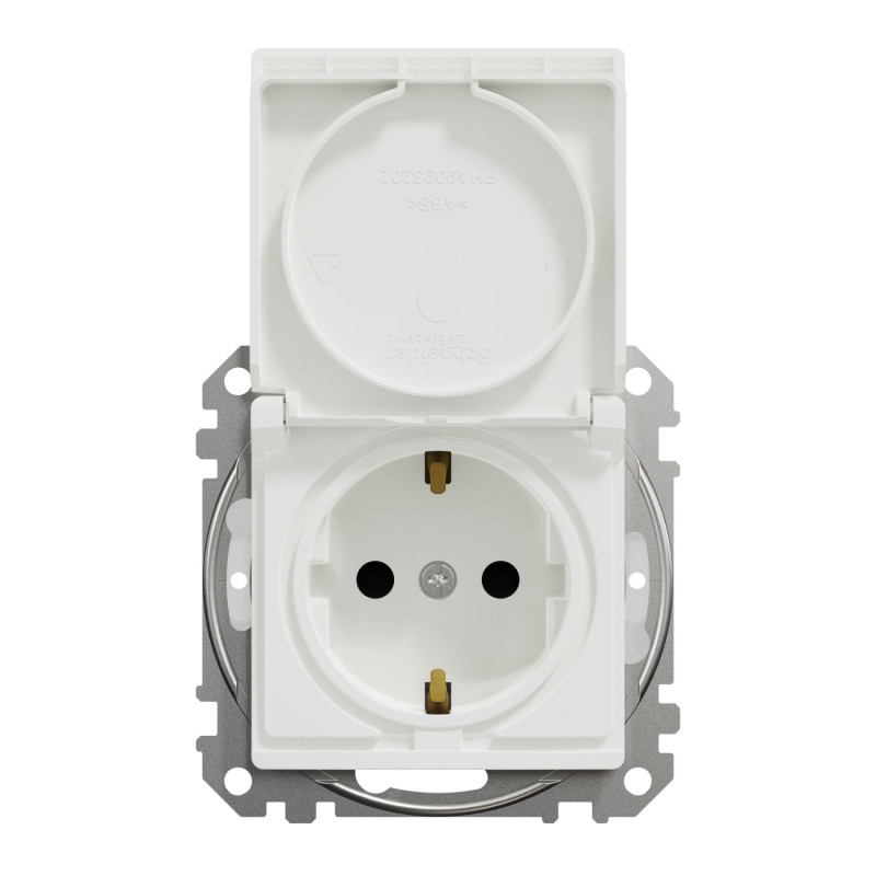 Розетка с з.к. с шторками и крышкой IP44 белая [SDD211024] ABS-UV Sedna Design&Element Шнейдер Электрик