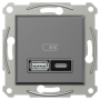 USB розетка тип А+С 21W 3A антрацит ABS [EPH2700571] Шнейдер Електрік
