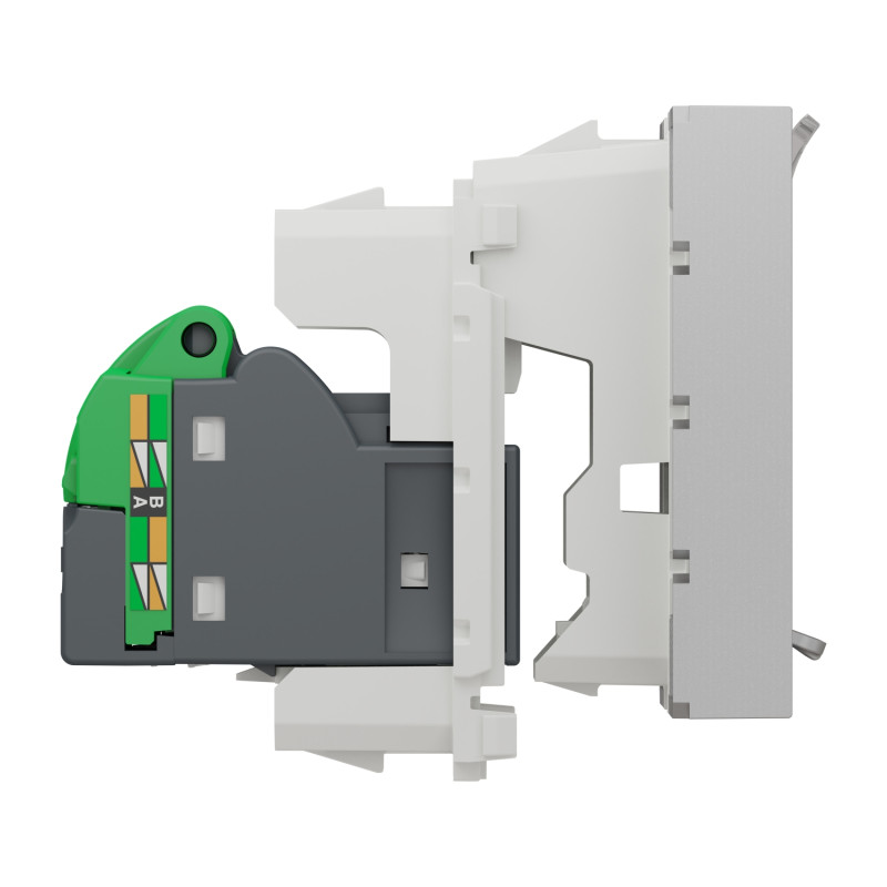 Розетка компьютерная RJ45 категория 6STP 2 модули алюминий [NU341730] ABS-UV Unica New Шнейдер Электрик