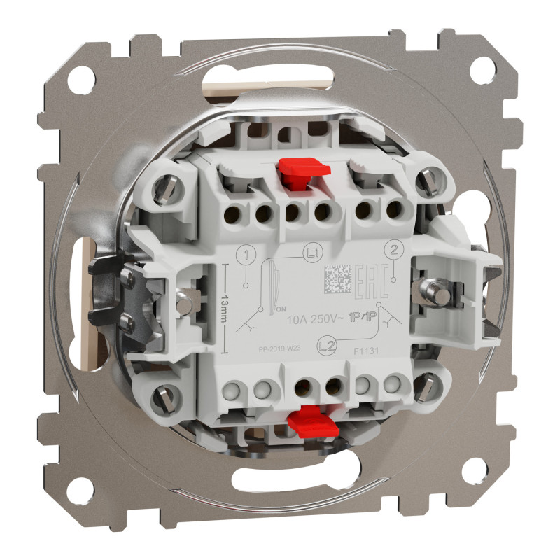 Кнопочный двухклавишный выключатель Бежевый 73х73х37mm ABS-UV [SDD112118] Sedna Design & Elements Schneider Electric