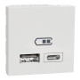 Двойная USB розетка A+C белая [NU301818] ABS Unica New Шнейдер Электрик