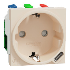 Розетка с USB тип C 10,5Вт с заземлением IP20 бежевая [NU301744] Unica New Schneider Electric