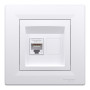 Розетка комп'ютерна з рамкою RJ45 UTP кат.6 Asfora біла ABS [EPH4700121] Шнейдер Електрік