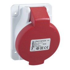 Силовая розетка 2P+E 16А 415В встраиваемая IP44 красная [PKY16F433] PratiKa Schneider Electric