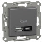 USB розетка тип А+С 21W 3A антрацит ABS [EPH2700571] Шнейдер Електрік
