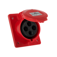 Силовая розетка 3P+PE 32А 400В встраиваемая IP44 красная [ECO016010011] ГВ (ECO-424) АСКО