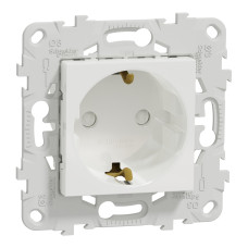 Розетка с з/к и шторками 16А Белый 74.5х74.5х40mm PC [NU503718] Unica New Schneider Electric