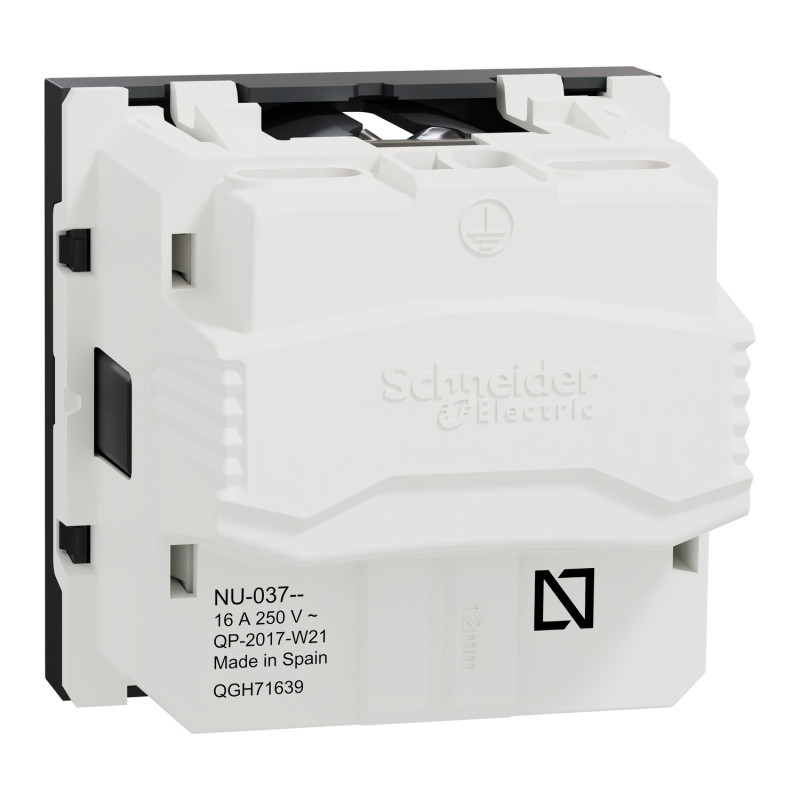 Розетка с з/к и шторками 16А Черный 45х45х40mm PC [NU303754] Unica New Schneider Electric