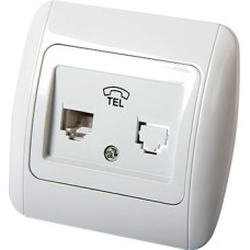 Розетка телефонна RJ12 с рамкой белый [s035030] E.NEXT e.install.standart.814P1