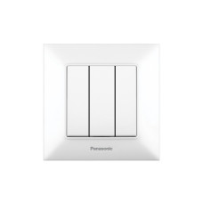 Выключатель трехклавишный Arkedia Slim с рамкой ABS белый [WNTC00152WH-UA1] Panasonic