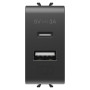 Розетка USB двойная 3A 5В тип A+C 1 модуль Chorusmart черная технополимер [GW12449] Gewiss