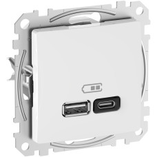 USB розетка A+C 3A 45Вт Белый 71х71х37mm PC [SDD111404] Sedna Design & Elements Schneider Electric