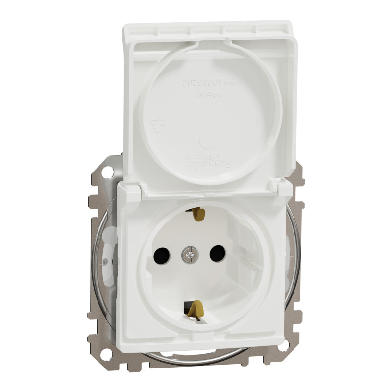 Розетка с з.к. с шторками и крышкой IP44 белая [SDD211024] ABS-UV Sedna Design&Element Шнейдер Электрик
