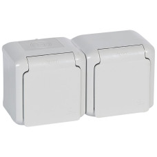 Розетка 2X2К+3 Forix со шторками IP44 Серый [782394] Legrand