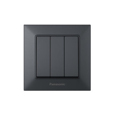 Выключатель трехклавишный Arkedia Slim с рамкой ABS дымчатый [WNTC00152DG-UA1] Panasonic