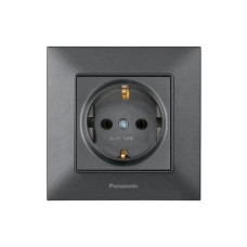 Розетка с заземлением Arkedia Slim дымчатый ABS [WNTC02022DG-UA1] Panasonic