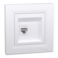 Розетка компьютерная с рамкой RJ45 UTP кат.6 Asfora белая ABS [EPH4700121] Шнейдер Электрик