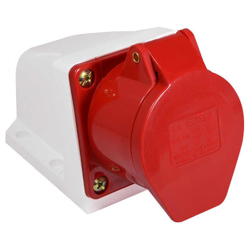 Силовая розетка 3P+N+PE 16А 400В стационарная IP44 красная [A0080040003] ГC (115) АСКО