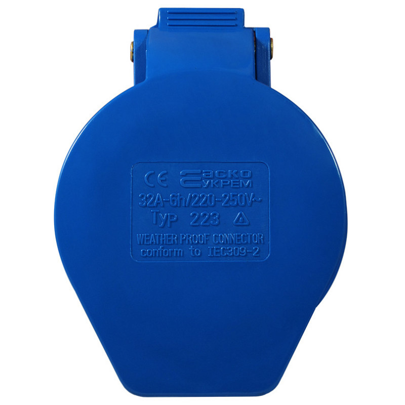 Силовая розетка 2P+PE 32А 230В переносная IP44 синяя [A0080020004] ГП (223) АСКО