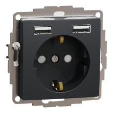 Розетка с заземлением + 2USB тип А черная [SDD114052] PC Sedna Design&Element Шнейдер Электрик