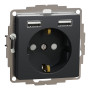 Розетка с заземлением + 2USB тип А черная [SDD114052] PC Sedna Design&Element Шнейдер Электрик