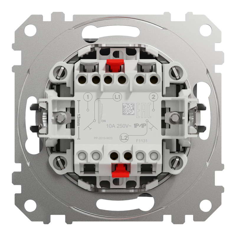 Кнопочный двухклавишный выключатель Алюминий 73х73х37mm ABS-UV [SDD113118] Sedna Design & Elements Schneider Electric