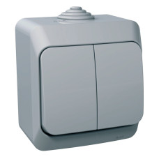 Выключатель накладной 2-клавишный IP44 серый [WDE000650] PA6 FR850 Cedar Plus Шнейдер Электрик