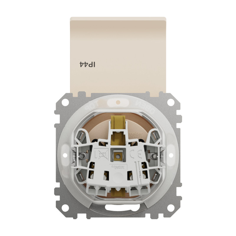 Розетка с з.к. с шторками и крышкой IP44 бежевий [SDD212024] ABS-UV Sedna Design&Element Шнейдер Электрик