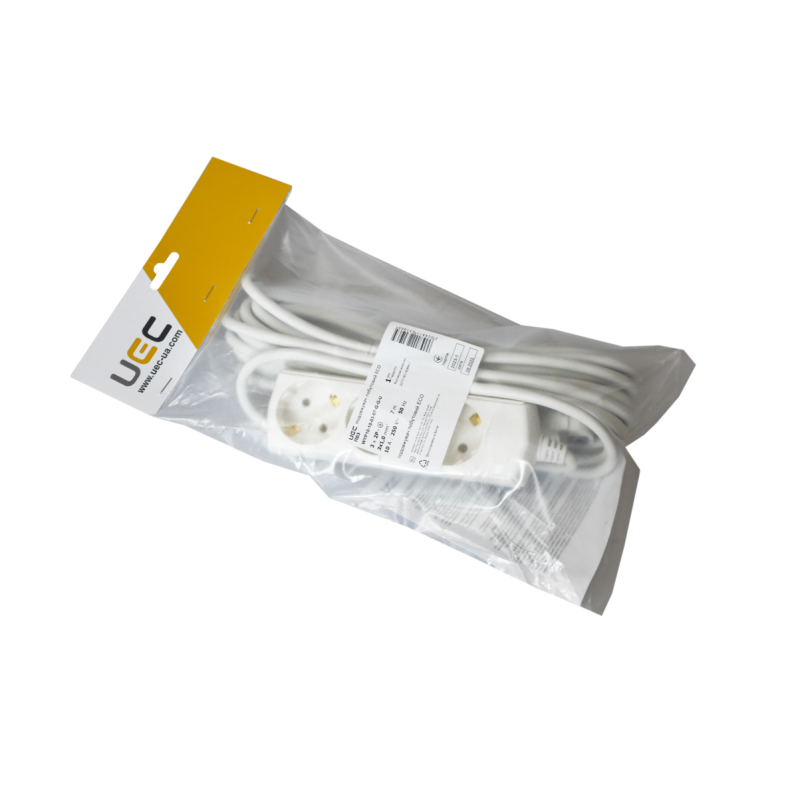 Удлинитель 7м 3 гнезда 2Р+PЕ IP20 [WYP10-10-03-07-G-G-U] ECO UEC
