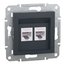 Розетка компьютерная RJ45 UTP кат.6 Asfora черная ABS [EPH4800171] Шнейдер Электрик