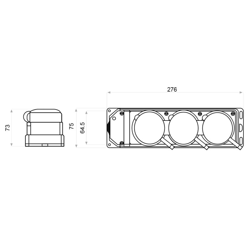 Колодка 3 гнезда с защитными крышками 25А 3Р+PE IP44 каучуковая [A0250010015] АСКО
