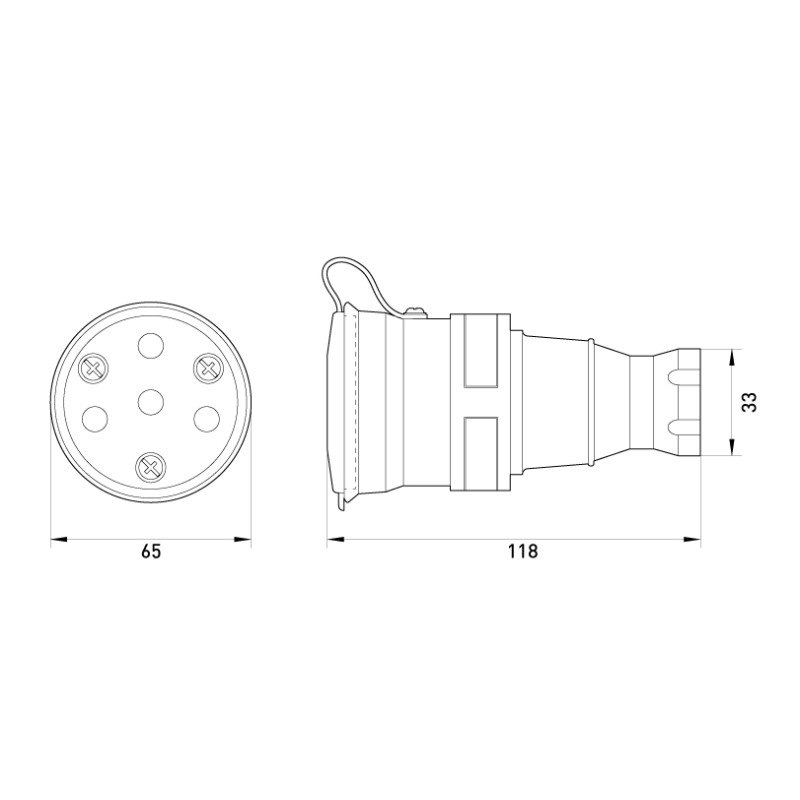 Силова розетка 3P+N 25А 400В переносна каучук IP44 чорна [s9100029] E.NEXT e.socket.rubber.031.25