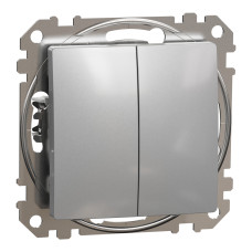 Кнопочный двухклавишный выключатель Алюминий 73х73х37mm ABS-UV [SDD113118] Sedna Design & Elements Schneider Electric
